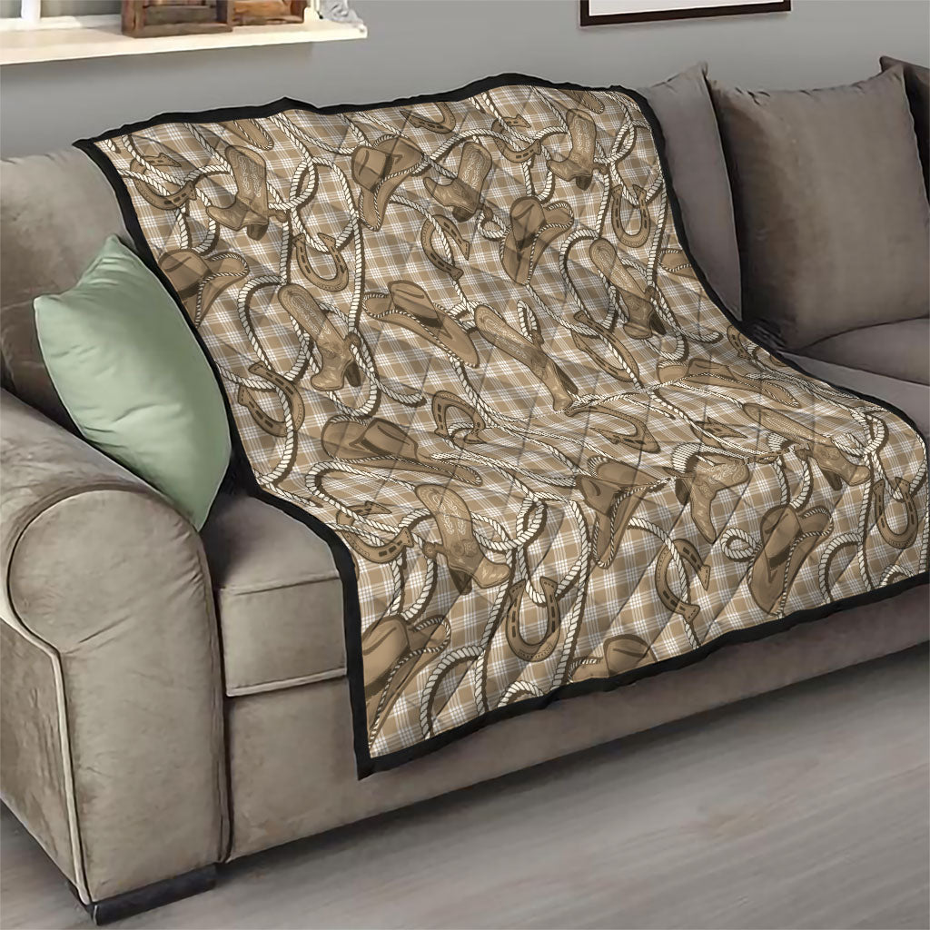 Beige Hawaii Palaka Cowboy Quilt Hawaiian Paniolo Festival Spirit