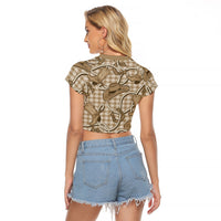 Beige Hawaii Palaka Cowboy Raglan Cropped T Shirt Hawaiian Paniolo Festival Spirit