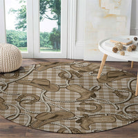 Beige Hawaii Palaka Cowboy Round Carpet Hawaiian Paniolo Festival Spirit