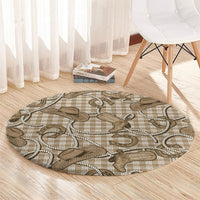 Beige Hawaii Palaka Cowboy Round Carpet Hawaiian Paniolo Festival Spirit