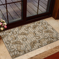 Beige Hawaii Palaka Cowboy Rubber Doormat Hawaiian Paniolo Festival Spirit