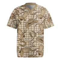 Beige Hawaii Palaka Cowboy Rugby Jersey Hawaiian Paniolo Festival Spirit