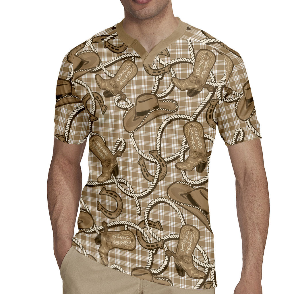 Beige Hawaii Palaka Cowboy Rugby Jersey Hawaiian Paniolo Festival Spirit