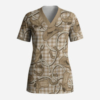 Beige Hawaii Palaka Cowboy Scrub Top Hawaiian Paniolo Festival Spirit