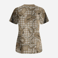 Beige Hawaii Palaka Cowboy Scrub Top Hawaiian Paniolo Festival Spirit