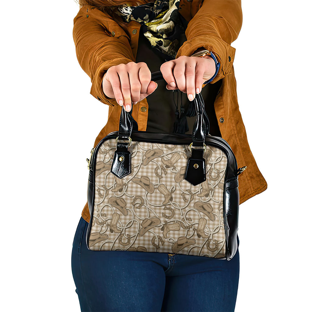 Beige Hawaii Palaka Cowboy Shoulder Handbag Hawaiian Paniolo Festival Spirit