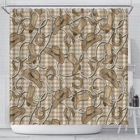 Beige Hawaii Palaka Cowboy Shower Curtain Hawaiian Paniolo Festival Spirit