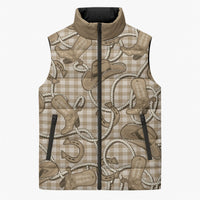 Beige Hawaii Palaka Cowboy Sleeveless Puffer Jacket Hawaiian Paniolo Festival Spirit