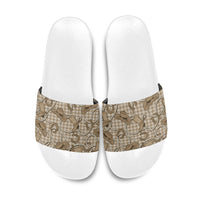 Beige Hawaii Palaka Cowboy Slide Sandals Hawaiian Paniolo Festival Spirit