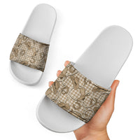Beige Hawaii Palaka Cowboy Slide Sandals Hawaiian Paniolo Festival Spirit