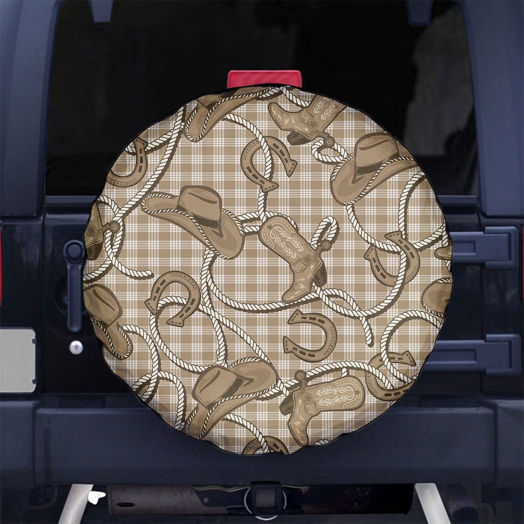 Beige Hawaii Palaka Cowboy Spare Tire Cover Hawaiian Paniolo Festival Spirit LT19 No hole Beige - Polynesian Pride