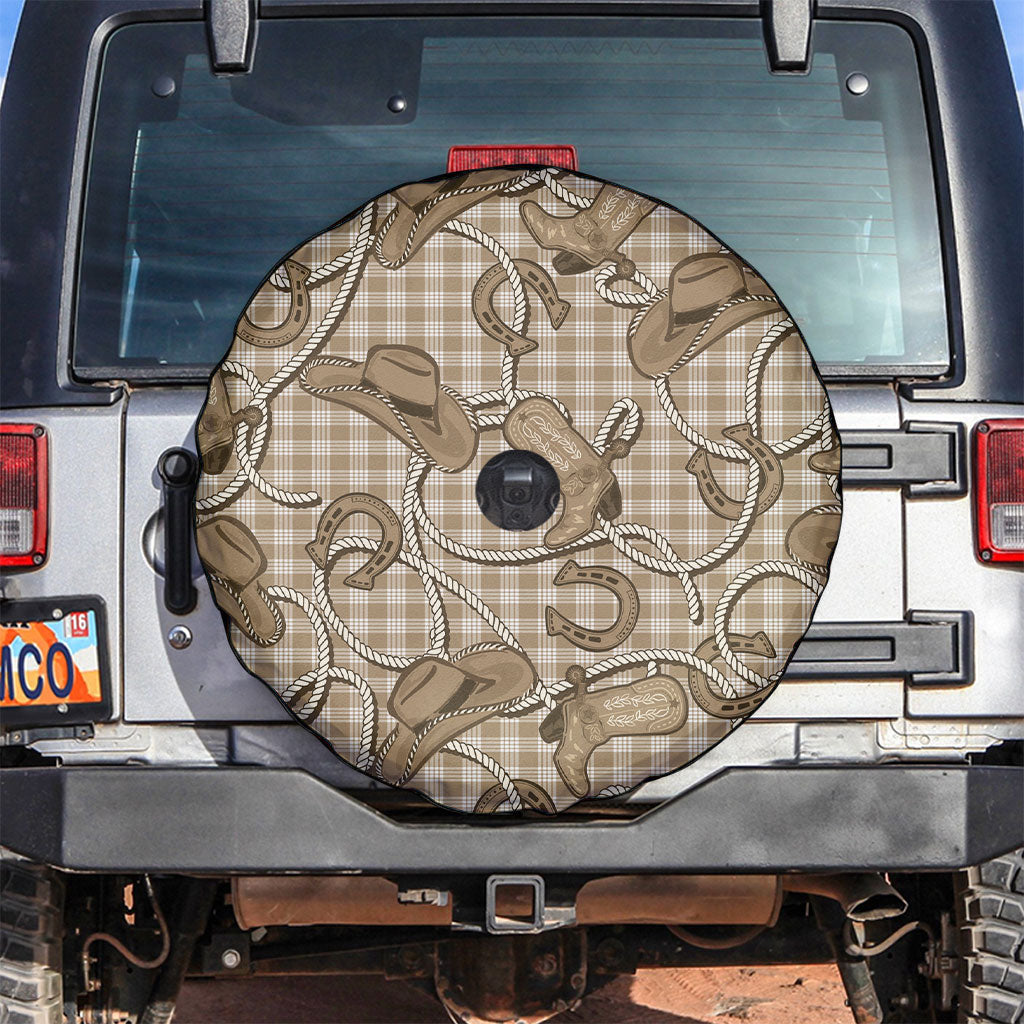 Beige Hawaii Palaka Cowboy Spare Tire Cover Hawaiian Paniolo Festival Spirit