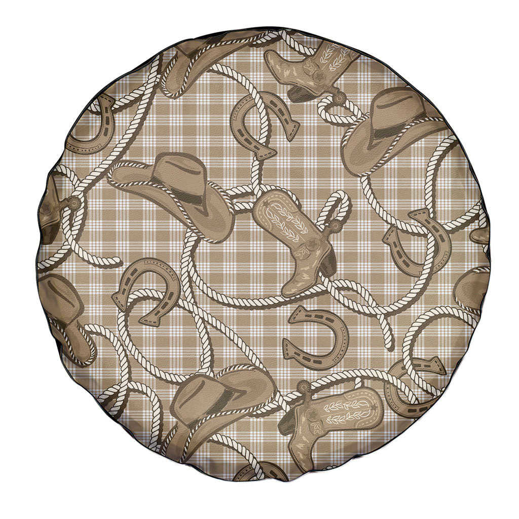 Beige Hawaii Palaka Cowboy Spare Tire Cover Hawaiian Paniolo Festival Spirit