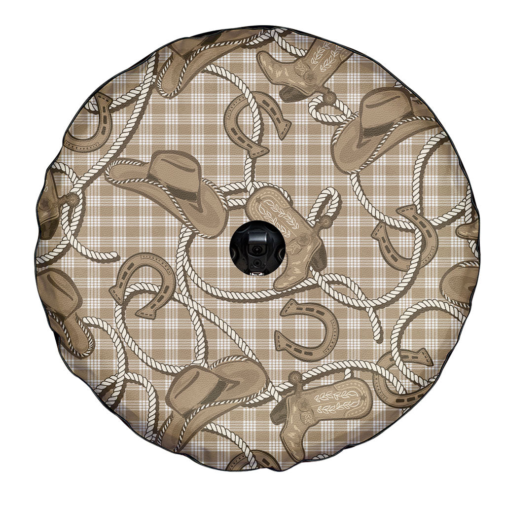 Beige Hawaii Palaka Cowboy Spare Tire Cover Hawaiian Paniolo Festival Spirit