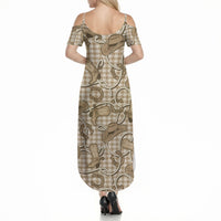 Beige Hawaii Palaka Cowboy Summer Maxi Dress Hawaiian Paniolo Festival Spirit