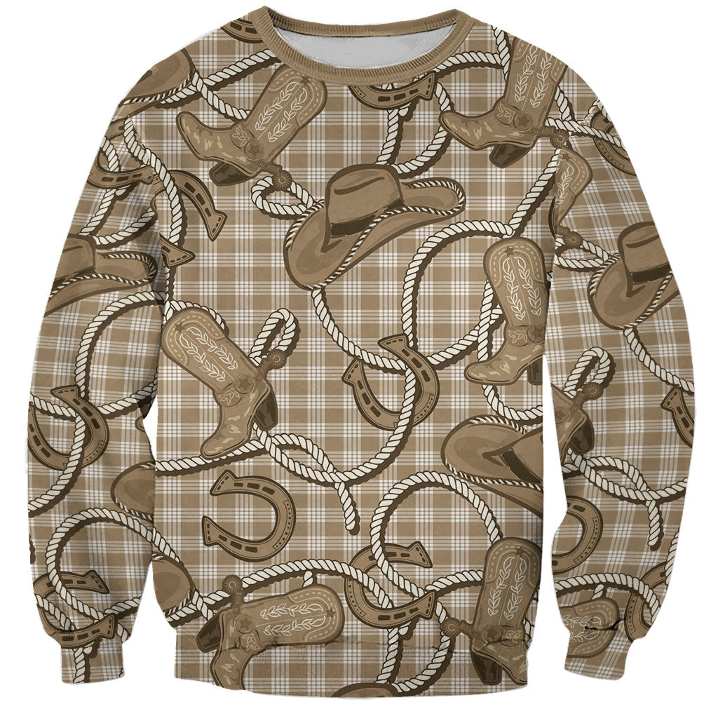 Beige Hawaii Palaka Cowboy Sweatshirt Hawaiian Paniolo Festival Spirit
