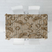 Beige Hawaii Palaka Cowboy Tablecloth Hawaiian Paniolo Festival Spirit
