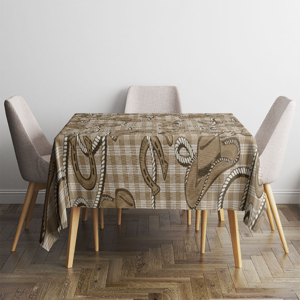Beige Hawaii Palaka Cowboy Tablecloth Hawaiian Paniolo Festival Spirit