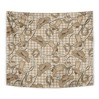 Beige Hawaii Palaka Cowboy Tapestry Hawaiian Paniolo Festival Spirit