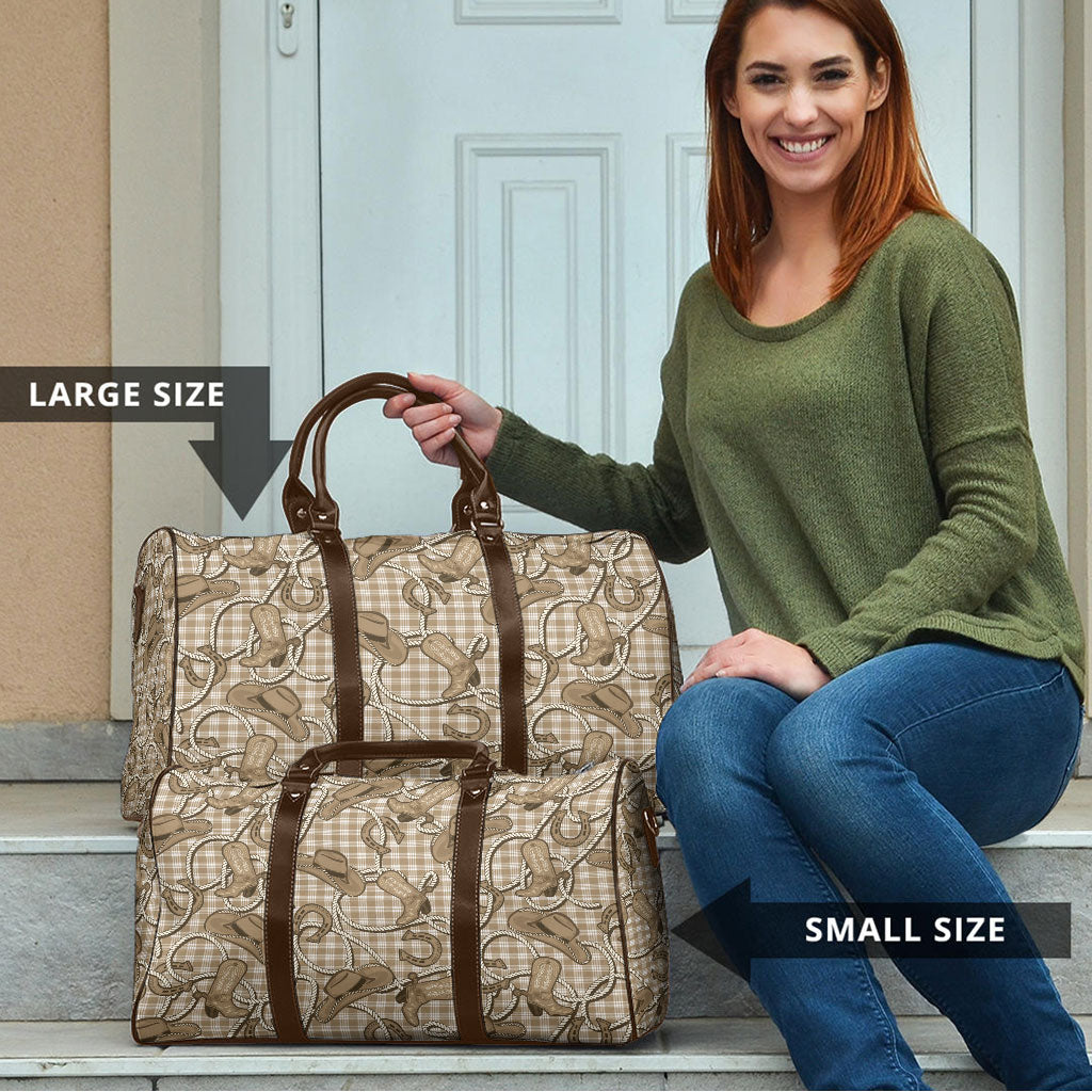 Beige Hawaii Palaka Cowboy Travel Bag Hawaiian Paniolo Festival Spirit
