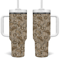 Beige Hawaii Palaka Cowboy Tumbler With Handle Hawaiian Paniolo Festival Spirit