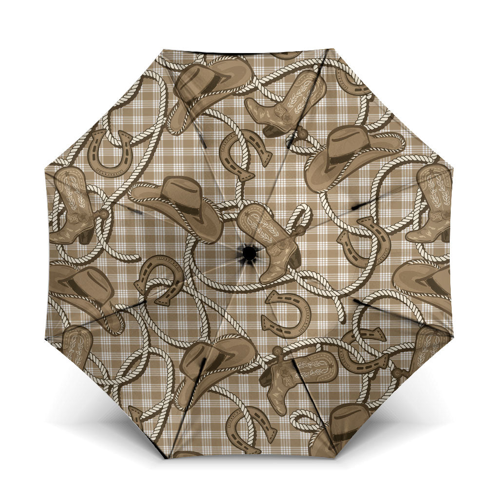 Beige Hawaii Palaka Cowboy Umbrella Hawaiian Paniolo Festival Spirit