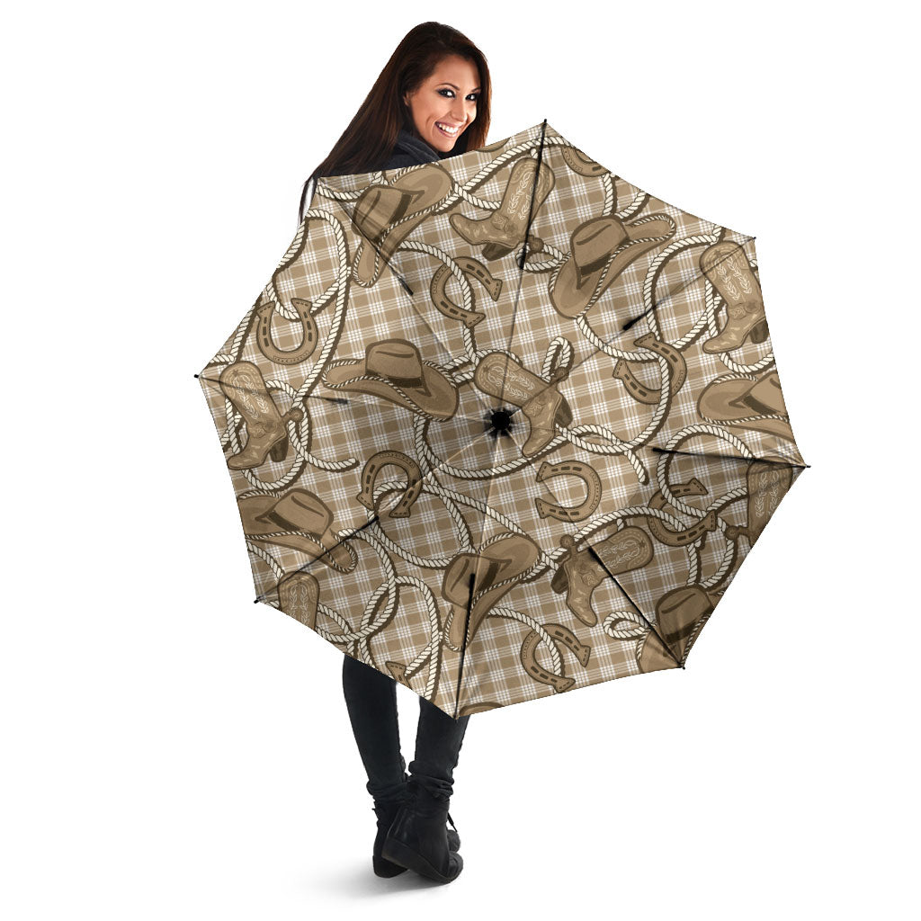 Beige Hawaii Palaka Cowboy Umbrella Hawaiian Paniolo Festival Spirit