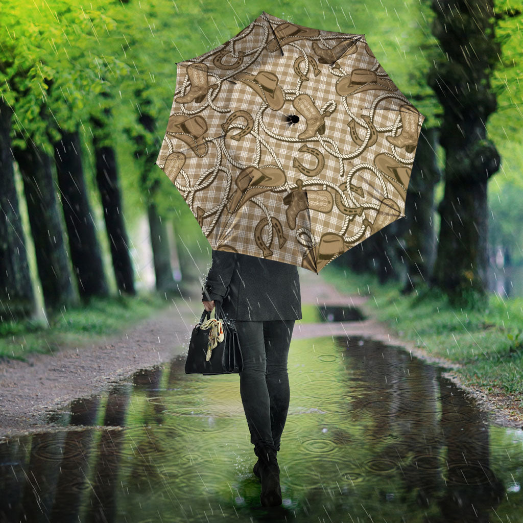 Beige Hawaii Palaka Cowboy Umbrella Hawaiian Paniolo Festival Spirit