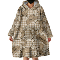 Beige Hawaii Palaka Cowboy Wearable Blanket Hoodie Hawaiian Paniolo Festival Spirit
