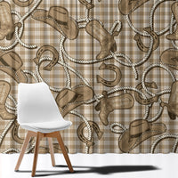 Beige Hawaii Palaka Cowboy Window Curtain Hawaiian Paniolo Festival Spirit