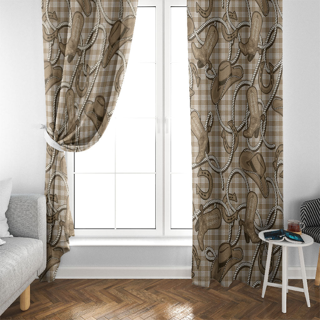 Beige Hawaii Palaka Cowboy Window Curtain Hawaiian Paniolo Festival Spirit