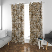 Beige Hawaii Palaka Cowboy Window Curtain Hawaiian Paniolo Festival Spirit