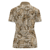 Beige Hawaii Palaka Cowboy Women Polo Shirt Hawaiian Paniolo Festival Spirit