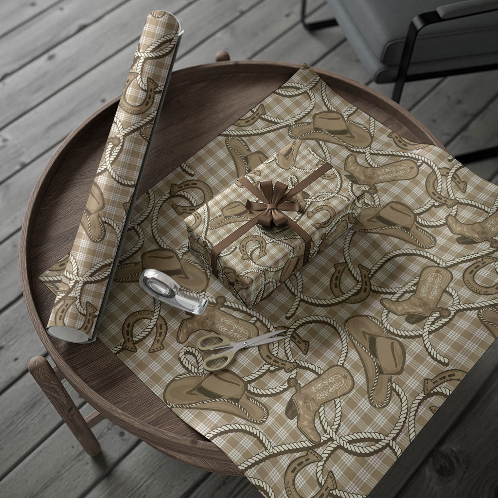 Beige Hawaii Palaka Cowboy Wrapping Paper Hawaiian Paniolo Festival Spirit