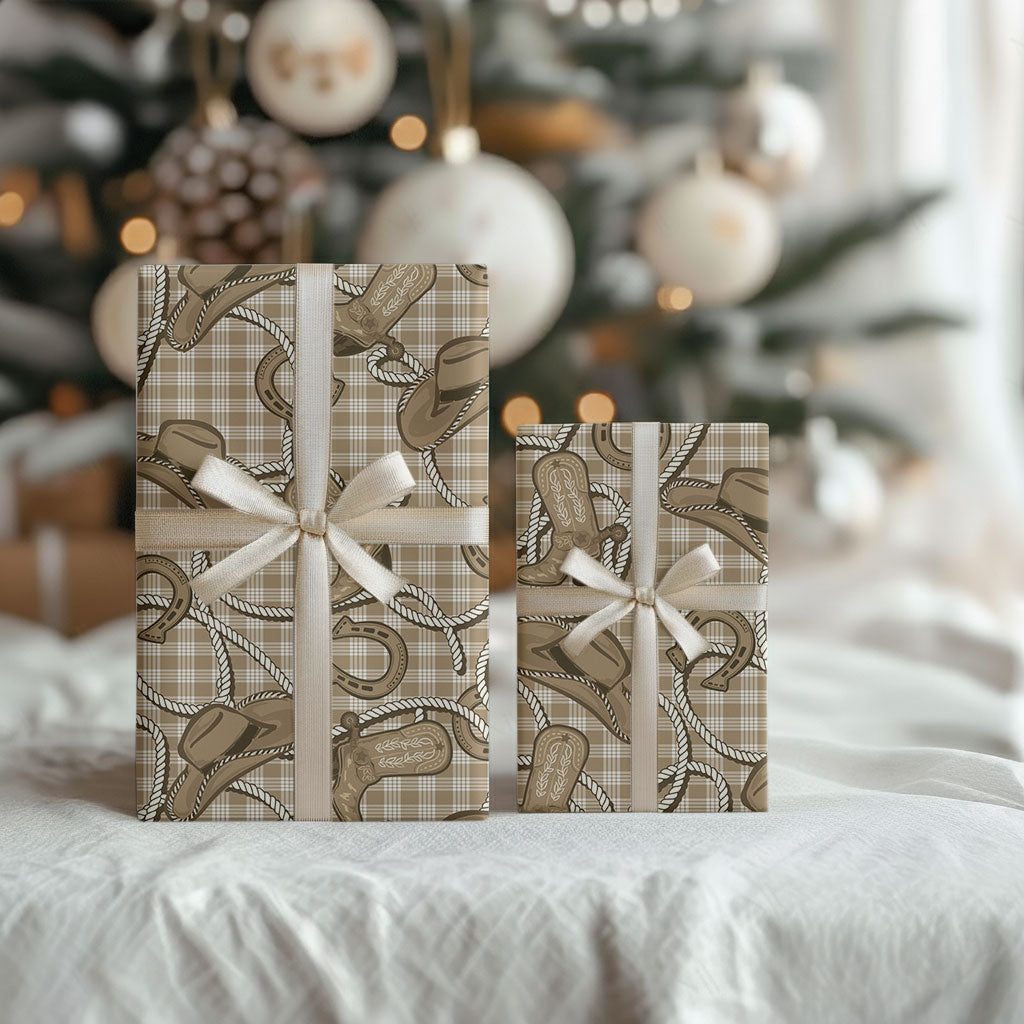 Beige Hawaii Palaka Cowboy Wrapping Paper Hawaiian Paniolo Festival Spirit