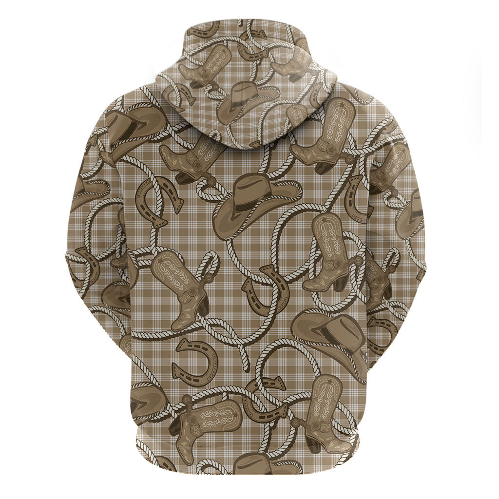Beige Hawaii Palaka Cowboy Zip Hoodie Hawaiian Paniolo Festival Spirit