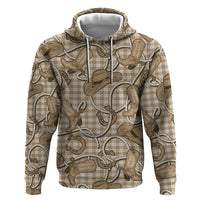 Beige Hawaii Palaka Cowboy Zip Hoodie Hawaiian Paniolo Festival Spirit