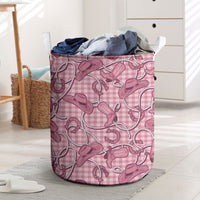 Pink Hawaii Palaka Cowboy Laundry Basket Hawaiian Paniolo Festival Spirit