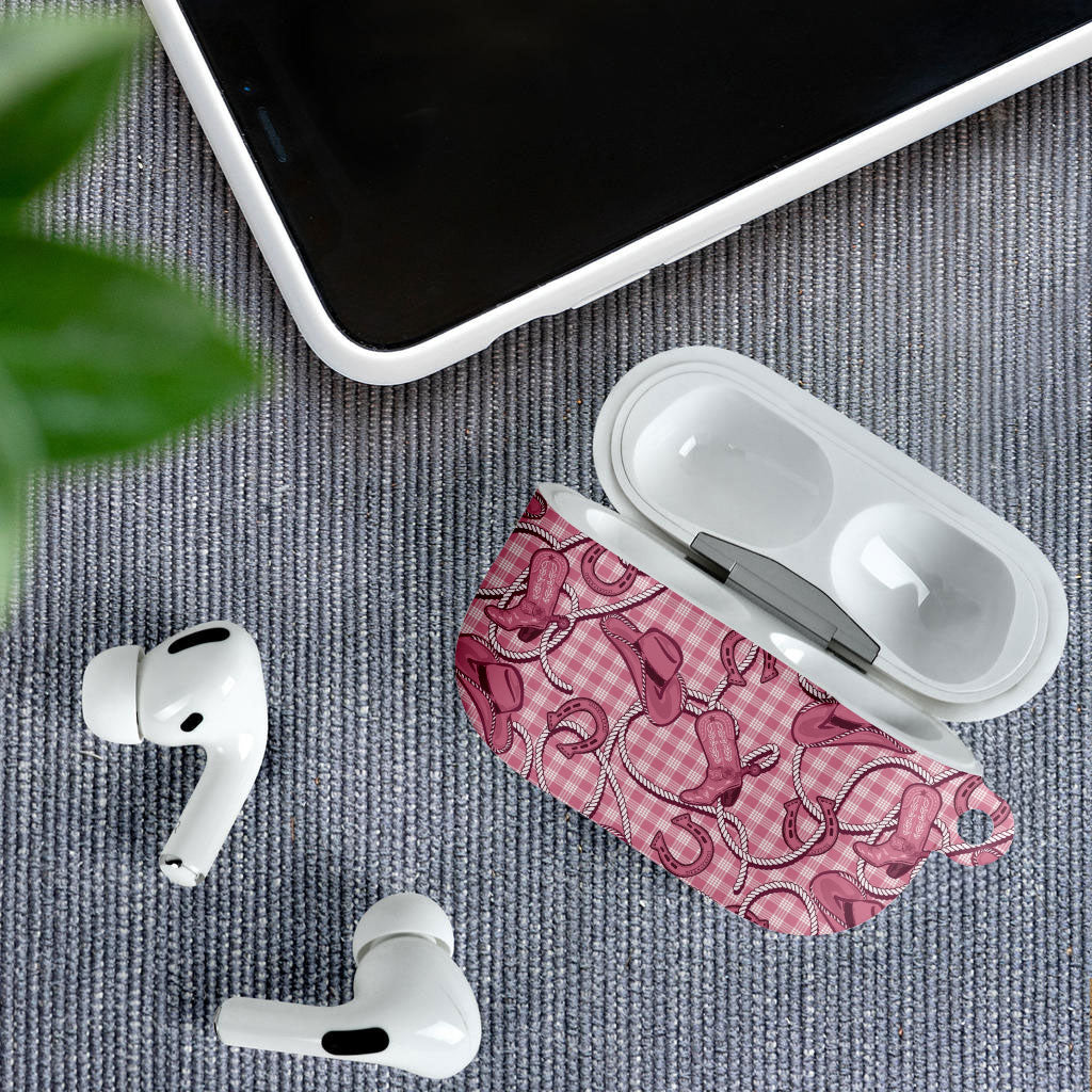 Pink Hawaii Palaka Cowboy AirPods Case Hawaiian Paniolo Festival Spirit