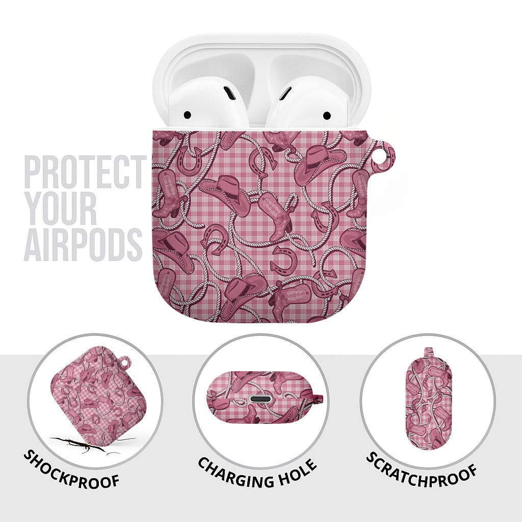 Pink Hawaii Palaka Cowboy AirPods Case Hawaiian Paniolo Festival Spirit
