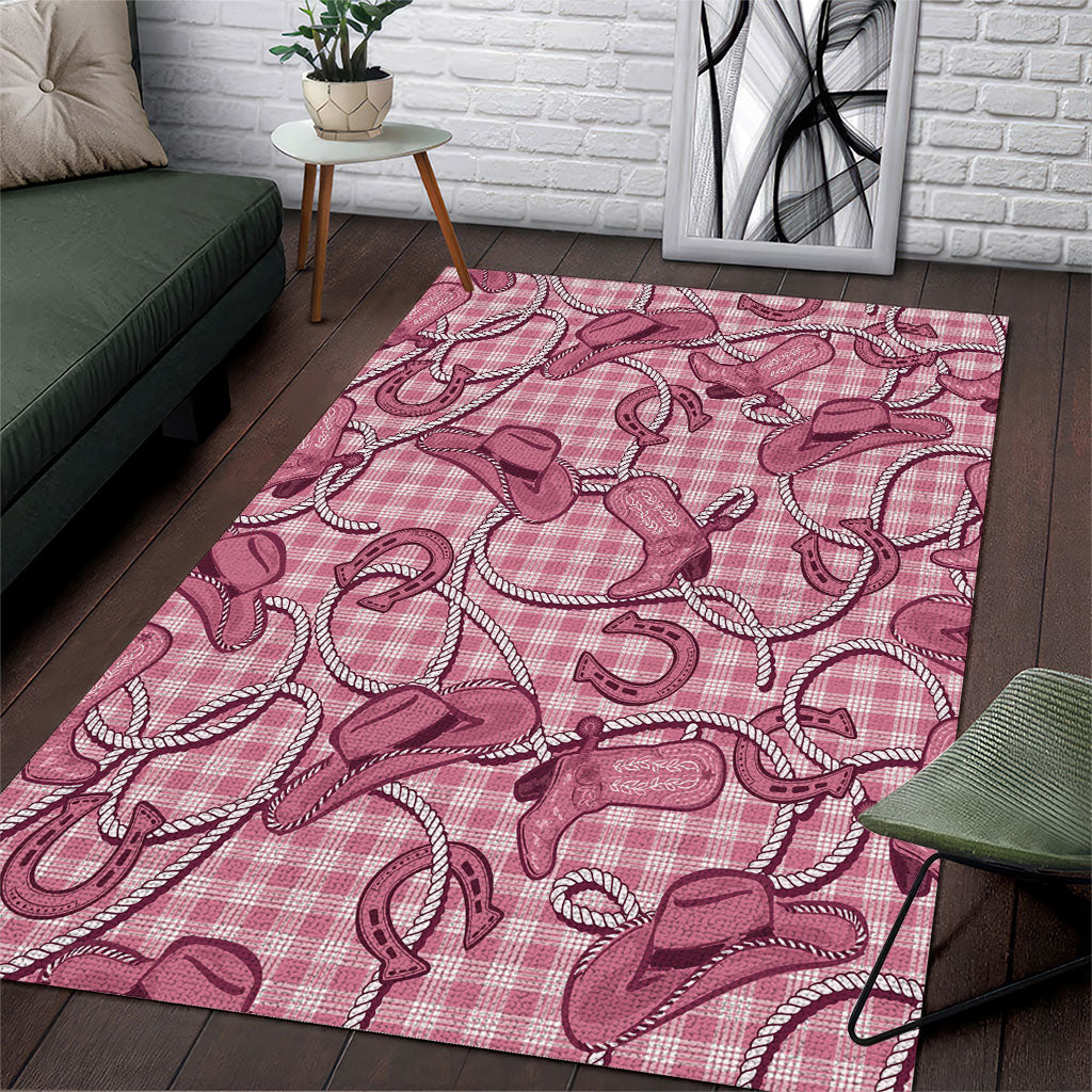 Pink Hawaii Palaka Cowboy Area Rug Hawaiian Paniolo Festival Spirit