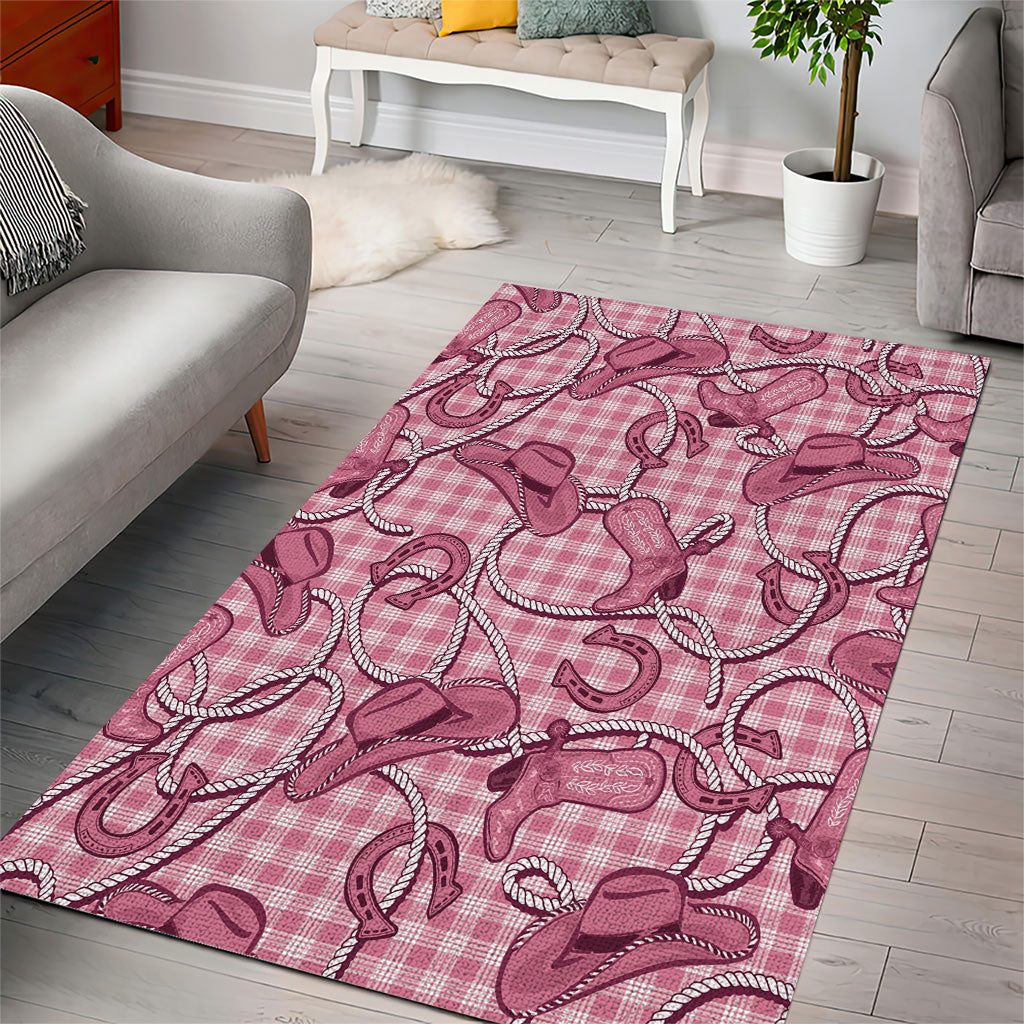 Pink Hawaii Palaka Cowboy Area Rug Hawaiian Paniolo Festival Spirit