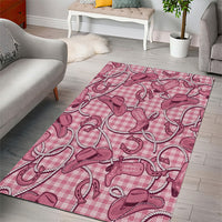 Pink Hawaii Palaka Cowboy Area Rug Hawaiian Paniolo Festival Spirit