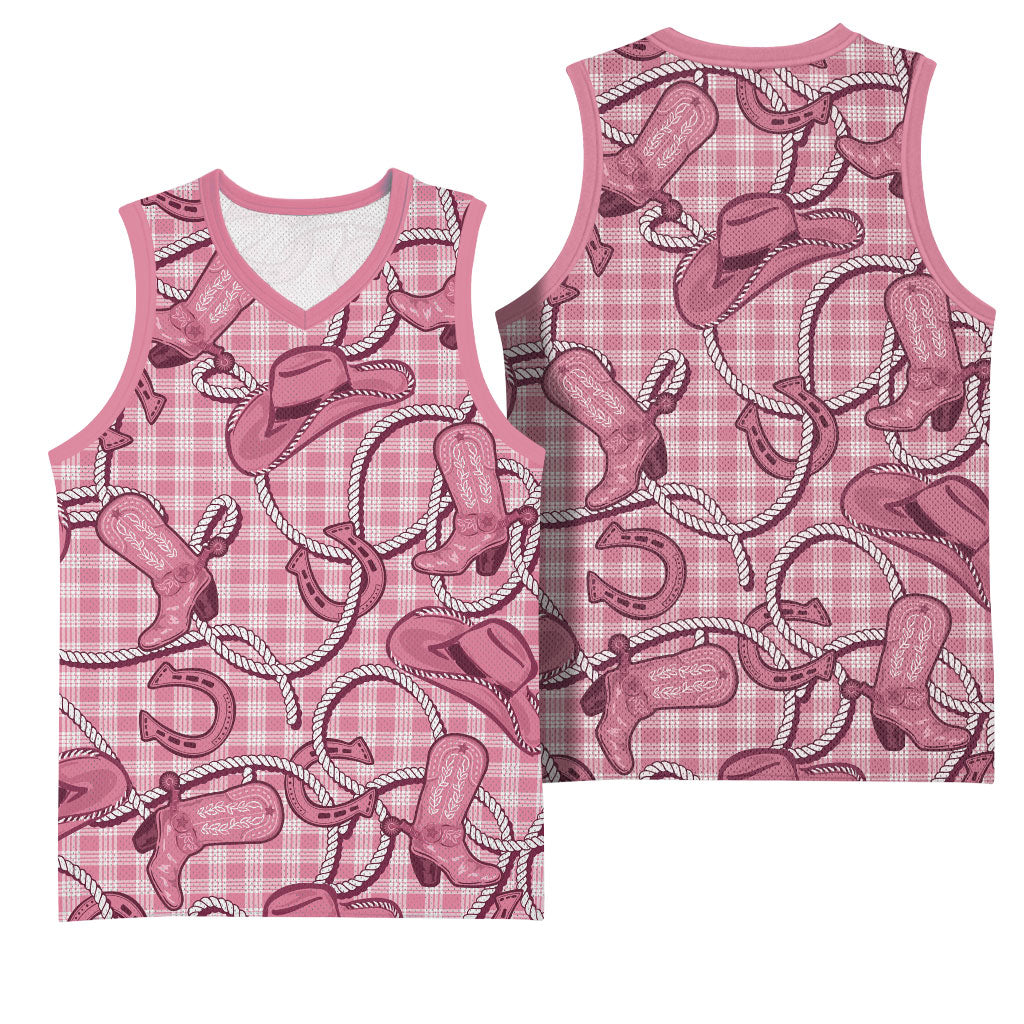 Pink Hawaii Palaka Cowboy Basketball Jersey Hawaiian Paniolo Festival Spirit