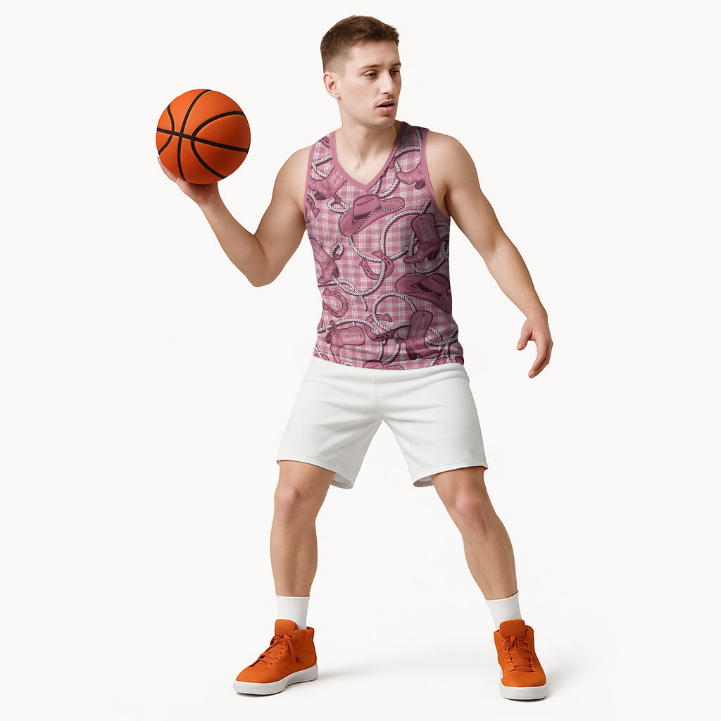 Pink Hawaii Palaka Cowboy Basketball Jersey Hawaiian Paniolo Festival Spirit