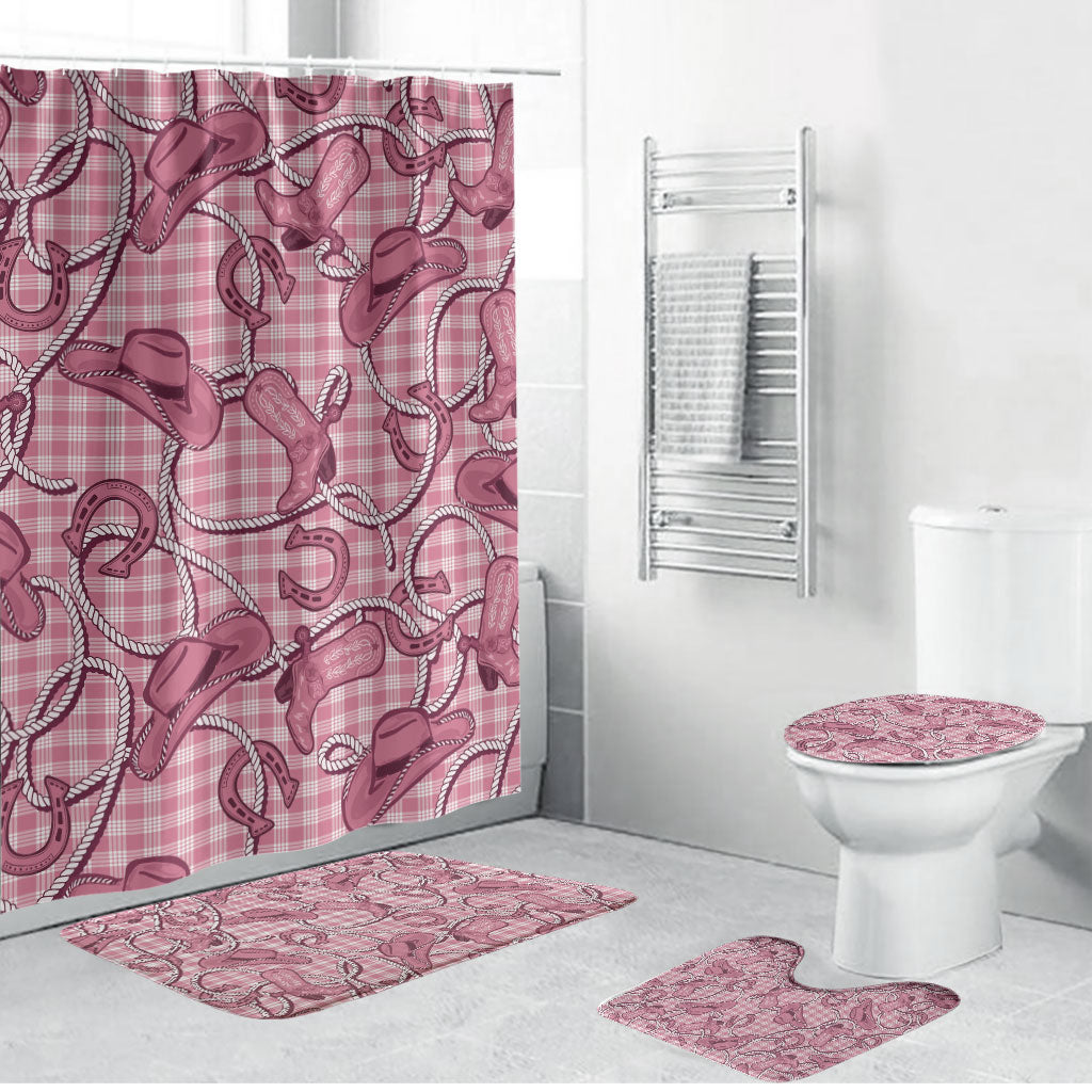 Pink Hawaii Palaka Cowboy Bathroom Set Hawaiian Paniolo Festival Spirit