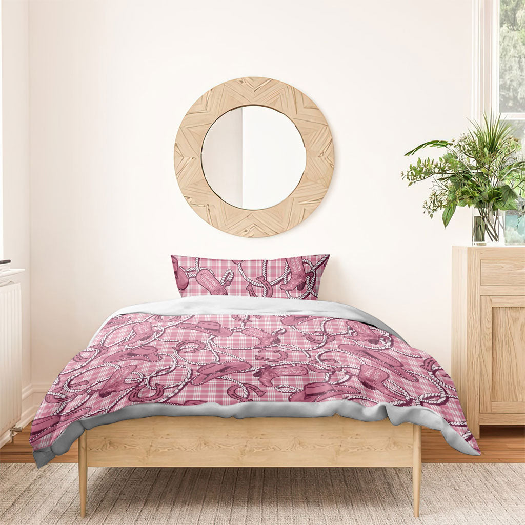 Pink Hawaii Palaka Cowboy Bedding Set Hawaiian Paniolo Festival Spirit