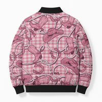 Pink Hawaii Palaka Cowboy Bomber Puffer Jacket Hawaiian Paniolo Festival Spirit