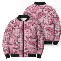 Pink Hawaii Palaka Cowboy Bomber Puffer Jacket Hawaiian Paniolo Festival Spirit