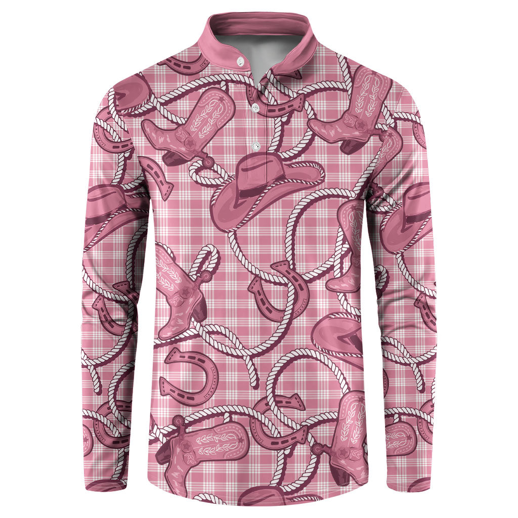 Pink Hawaii Palaka Cowboy Button Sweatshirt Hawaiian Paniolo Festival Spirit LT19 Pink - Polynesian Pride